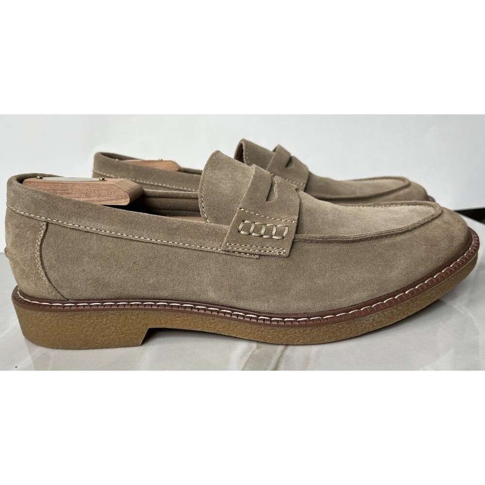 Crown Vintage Taupe Suede Penny Loafers